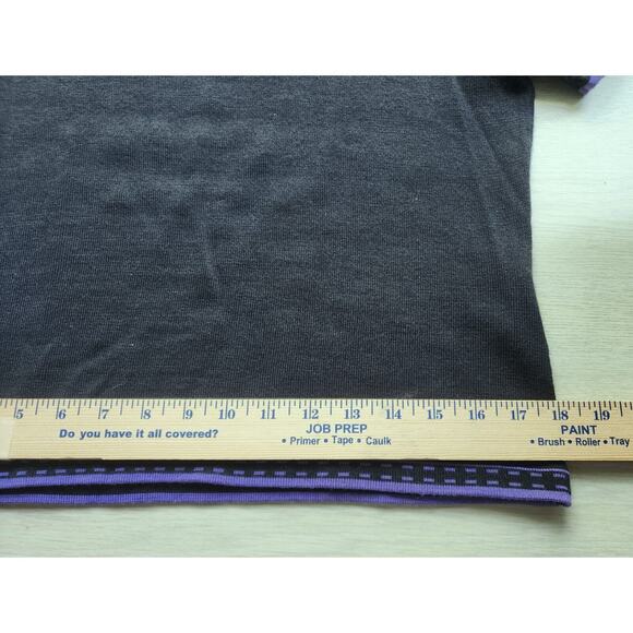 TOP/BLOUSE-TAHARI-Knit-Black-Purple Trim-Short Length-Short Sleeve-Size S/M - Picture 8 of 11